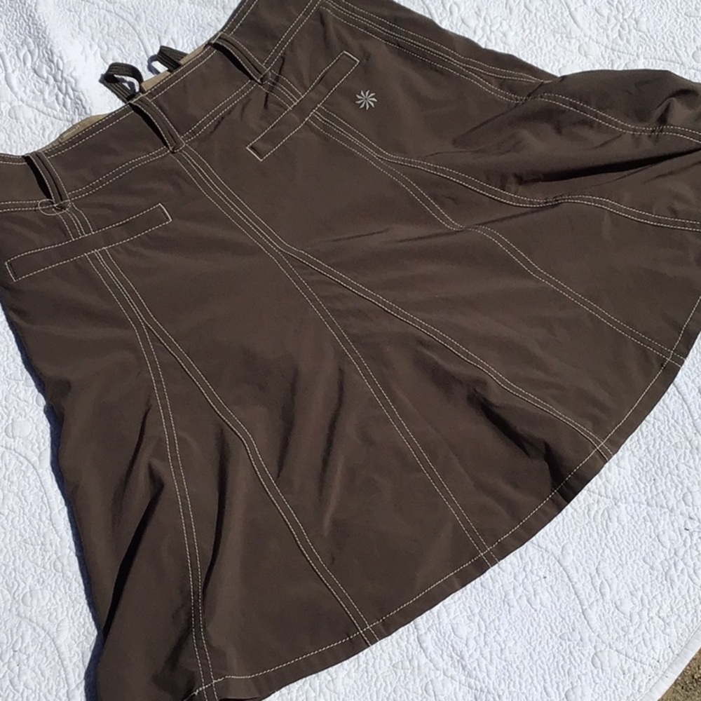 Athleta Size 4 Performance Skirt with Undershorts attached Olive & Brown